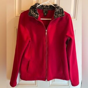 Women’s Roper Polyester Lightweight Knit Jacket With Faux Fur Collar.  Size L.
